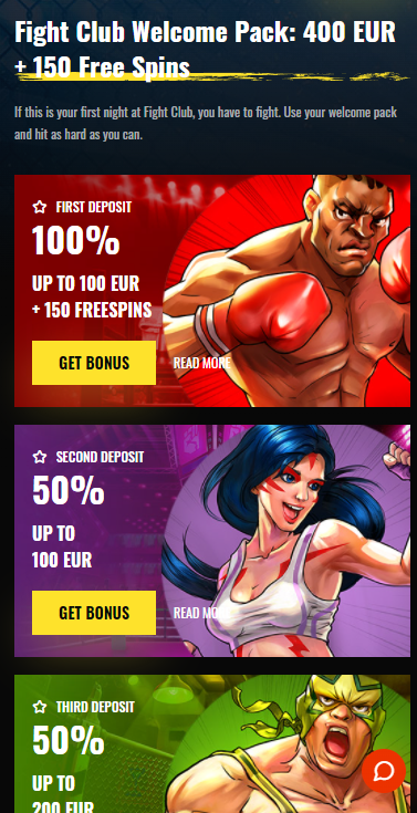 Fight Club Casino app bonuses